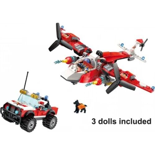 Enlighten Fireman Building Blocks Stacking Rescue Toy Firefighter Fire Engine Helicopters Car Brick Figures For Children Toys