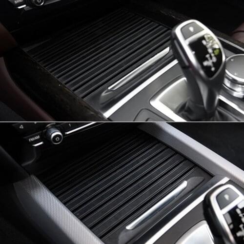Car Center Console Cover Interior Drink Water Cup Holder Cover Trim Cap Black Replacement Rolling Curtain For BMW X5 F15 X6 F16