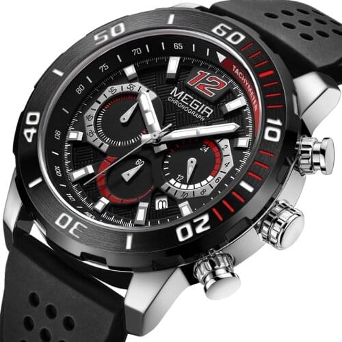 MEGIR Top Brand Multi-Function Men Sports Quartz Wristwatches Silicone Band Cronograph Army Clock Man Reloj Hombre 2020 New 2109