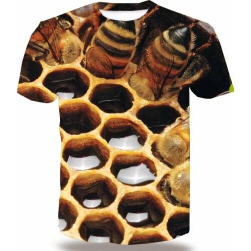 UNEY Honeybees T Shirt For Men Animal Short Sleeve Top Tees 3D Pattern T-Shirt Tops Honeycomb Tees Bees Paint Tee