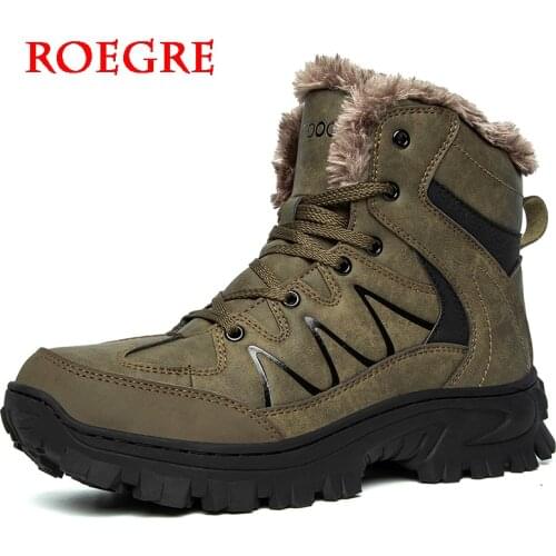 Mens Boots Winter Thick Plush Warm High Top Snow Boots Men Winter Work boots Outdoor Casual Shoes Waterproof Rubber Ankle Boots