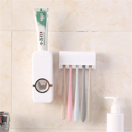 Bathroom Accessories Set Tooth Brush Holder Automatic Toothpaste extruder with dust-proof toothbrush holder lazy tool supply