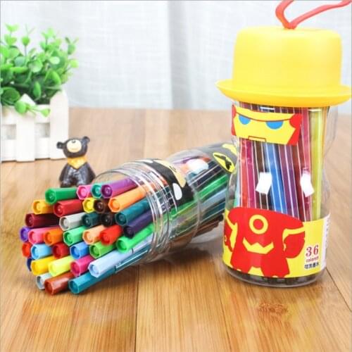 Childrens Watercolor Pen Marker Set Cartoon Pen 12-36 Color Washable Painting Art Marker Student Stationery Gifts For Children
