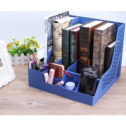 4 Sections Desktop File Rack Paper Book Hold Office Document Tray Organizer Box