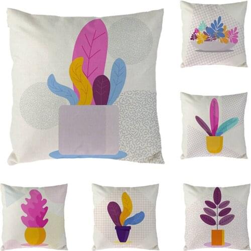 Cushion Cover Colorful Potted plant House Plants Modern Home Scandinavian Style Succulents Floral Geometric Pillowcase 1632