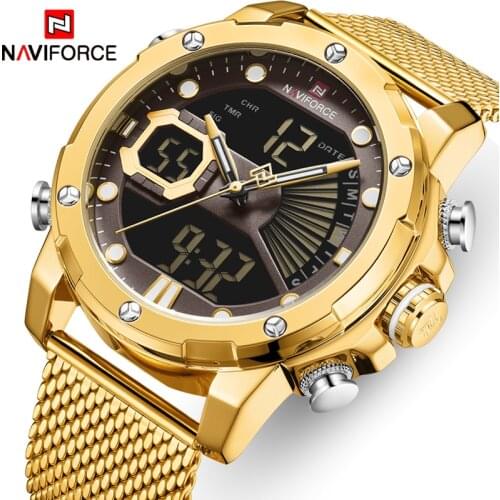 New Watches NAVIFORCE Top Brand Luxury Gold Quartz Mens Watch Waterproof Big Sport Wrist Watch Stainless Steel Date Reloj Hombre