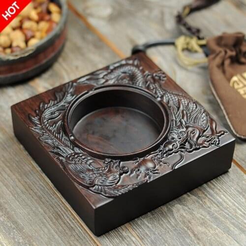 Ashtray whole ebony wood high-end creative Zen thickened tea ceremony partner gifts boutique home high-end ornaments