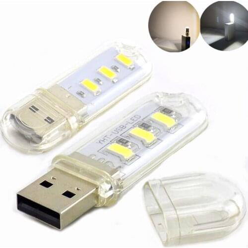 Portable 5V Mini 3 LED USB Light Desk Table Reading Lamp White Warm White Night Light USB Flashlight for Power Bank PC Laptop