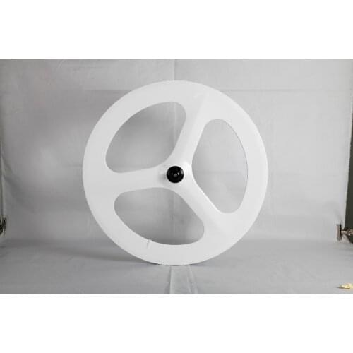 Professional carbon fiber road bike 3 spokes wheel 700c 3 spoke track bicycle rim white color tri spoke wheel 70mm carbon wheels