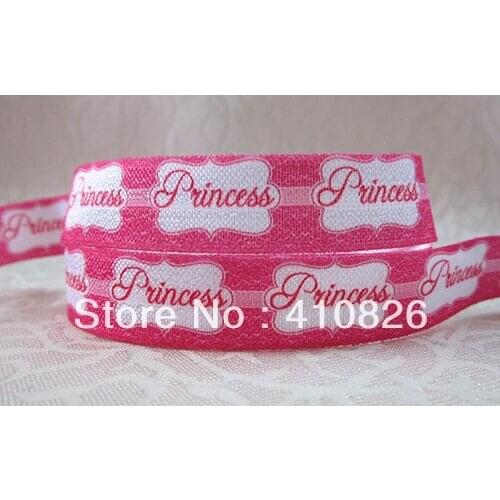 Q&N ribbon wholesale/OEM 5/8inch 12041 princess printed folded over elastic FOE 50yds/roll free shipping