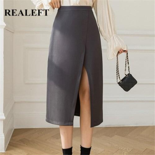 REALEFT Slit Pencil Skirts