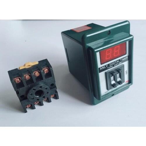 1-99S digits programmable timer delay relay ASY-2D Delay Timer Time Relay 8PIN with base DC12V DC24V AC110V AC220V AC380V