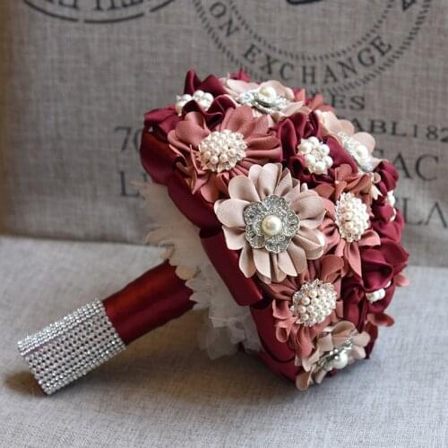 Romantic Wedding Bouquets Handmade flowers Rhinestone Beaded Bride Accessories Holding Bouquets for Wedding