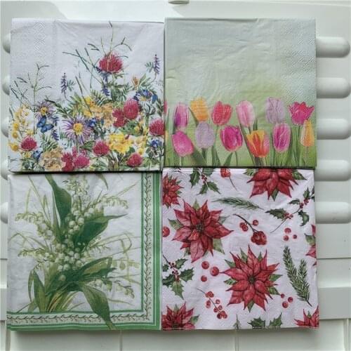 Christmas vintage napkin paper elegant tissue color flower butterfly decoupage wedding birthday party decor beautiful serviettes