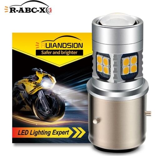 RUIANDSION 1X 22 3030SMD BA21D Motorbike Moped Scooter LED Headlight Hign Low Beam 10V-30V 12V 24V White 6000K Negative Earth