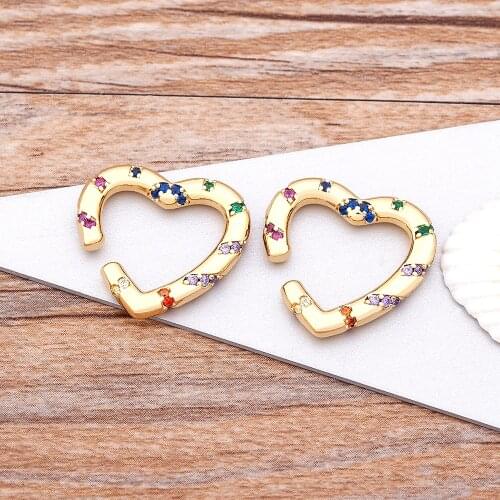 New Design Romantic Sweet Heart Ear Cuff Clip Earrings Without Piercing Jewelry For Women Daily Wear Fine Wedding Party Gift