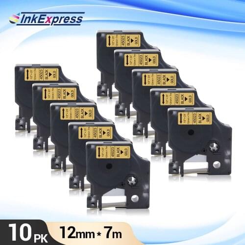 12mm 45023 Tape Compatible DYMO D1 Tape 45023 Label Tape Black on Gold Printer Ribbon for DYMO LabelManager 160 280 Label Maker