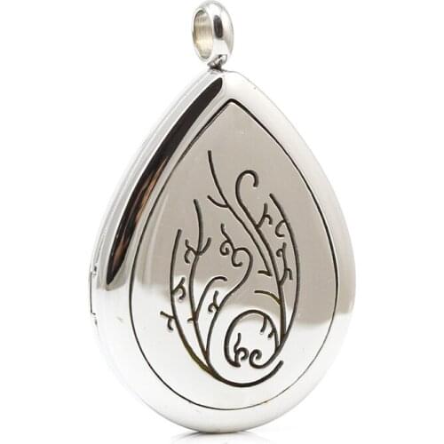 Stailess Steel Teardrop Shape Perfume Lockets Pendant Aromatherapy Aroma Essential Oil Diffuser Pendant Locket Necklace Pendant