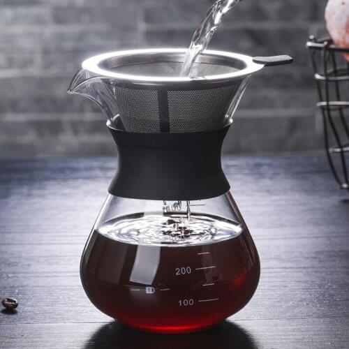 200ml/400ml Heat Resistant Glass Coffee Pot with Handle Espresso Water Drip Filter Household Reusable Coffee Maker Kitchen Tools