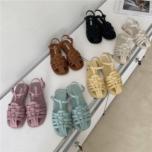 Weave Cross narrow band gladiator sandals women slipper summer beach shoes woman flat buckle strap knitted sandalias mujer 2021