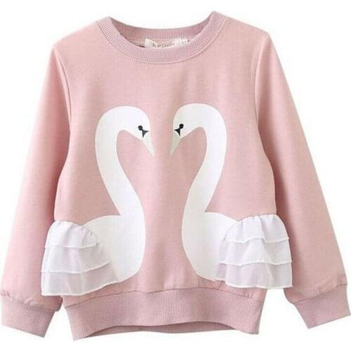 2020 New Child Baby Girls Clothes Kids Spring Fall 3d Swan Hoodies Cotton Long Sleeve Lace T-shirt Top Children Casual Clothes
