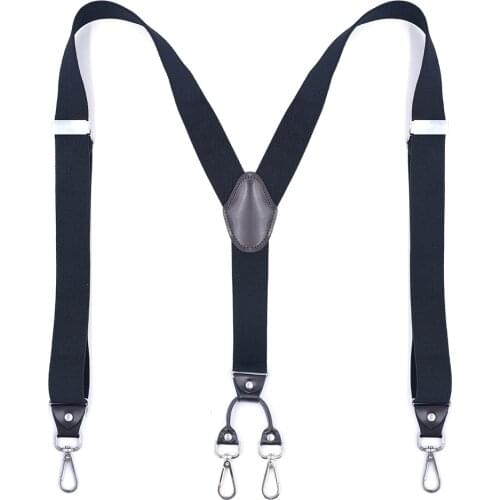 Heavy Duty Suspenders with Swivel Hooks for Women Men Work Y-back Big Tall Adjustable Elastic Trousers Braces Strap Belt-Black