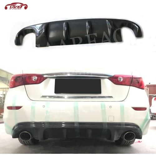 Carbon Fiber Rear Lip Diffuser Spoiler for Infiniti Q50 Q50S Sedan 2014-2017 JP Style FRP Bumper Trim Cover Sticker Accessories