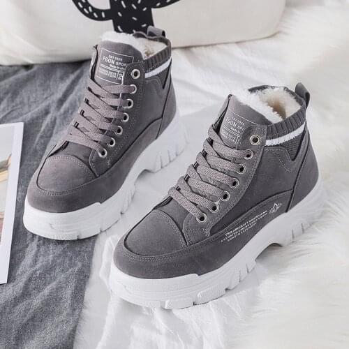 Ladies Casual Shoes Lace-up Fashion Sneakers Platform Snow Boots Winter Women Boots Warm Plush Womens Shoes Zapatos De Mujer