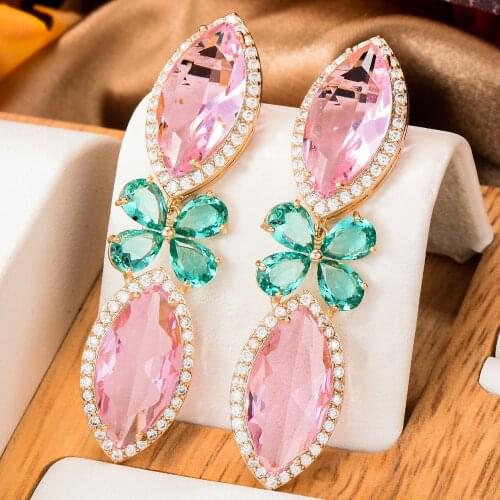 High Quality New Trendy Romantic Austrian crystal Pendant Earrings For Women Bridal Earring aretes de mujer modernos Gift 2021