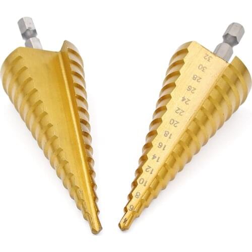 1pc HSS Steel Titanium Step Drill Bits 4-32mm Step Cone Cutting Tools Steel Woodworking Wood Metal Drilling Set