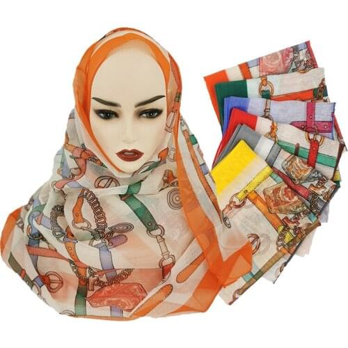 10pcs/lot Fashionable European and American fan carriage chain scarf summer silk scarf oversize travel decoration shawl hijab
