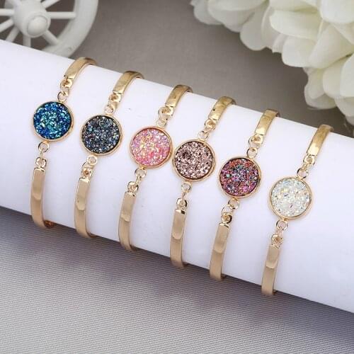 2019 New Fashion Vintage 12mm Pendants Gold Metal Bangles Charming Multilayer Chromatic Color Crystal Bangles Jewelry
