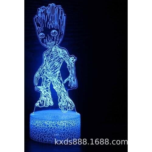 Disney Marvel Avengers Groot 3D Night Light LED Touch Table Lamp Bedroom Decoration Childrens Toy Decoration Birthday Gift