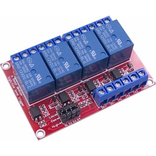 4 Channel 5V 12V 24V Relay Module Board Shield with Optocoupler Support High and Low Level Trigger for Arduino