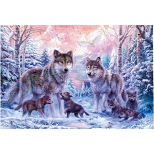 5D DIY PAINTING Mosaic Wolf Family Handmade Diamond Painting Cross Stitch Kits Diamond Embroidery Patterns Rhinestones FOR GIFT