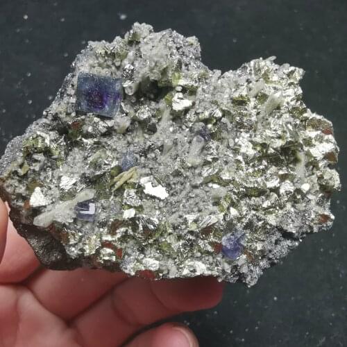 97.7gNatural rare purple fluorite chalcopyrite associated mineral specimen stone and CRYSTAL HEALING CRYSTAL QUARTZ GEM