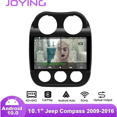 Android 10.0 JOYING 10.1 InchCar Radio Player Head Unit 5G WIFI IPS 1280*720 Reverse Camera SWC BT For Jeep Compass 2009-2016