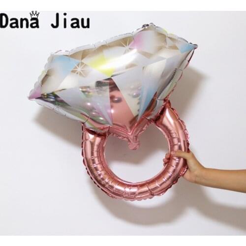 Big Gold Diamond Ring Aluminum Foil Balloons Wedding Proposal Valentines Day Gift LOVE YOU Red Heart Ball Party Decorations