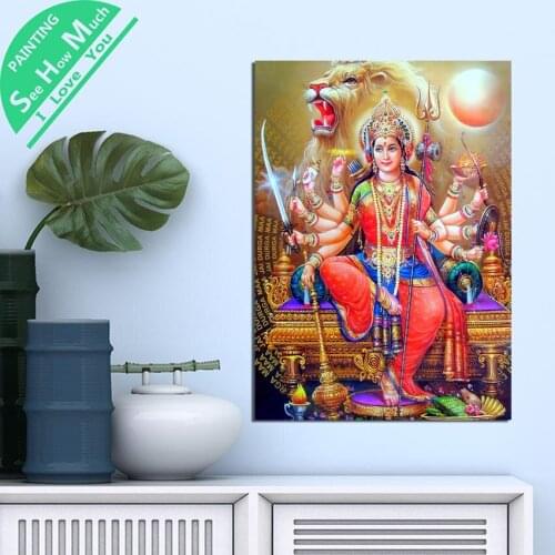 1 Piece Parvati Lion Buddha God HD Printed Canvas Wall Art Posters and Prints Poster Painting Framed Artwork Room Decoration