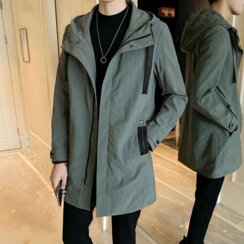 Cheap wholesale 2019 new autumn and winter hot casual clothes mens autumn dress handsome new windbreaker mens mid-length model