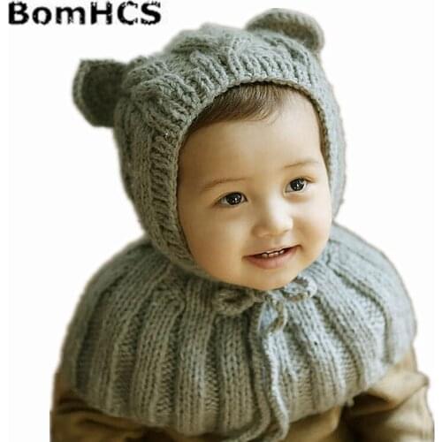 BomHCS Baby Shawl Cap Warm Handmade Knitted Beanies Hat Newborn Accessories