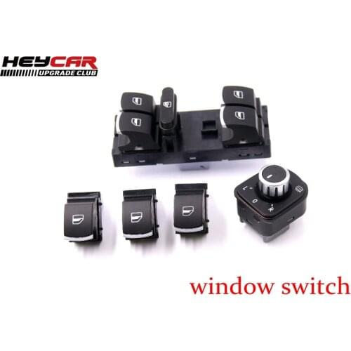 FOR VW CC TIGUAN PASSAT B6 GOLF 5 6 JETTA MK5 MK6--BRUSHED 5PCS/SET NO FOLD SIDE MIRROR SWITCH MASTER WINDOW SWITCH
