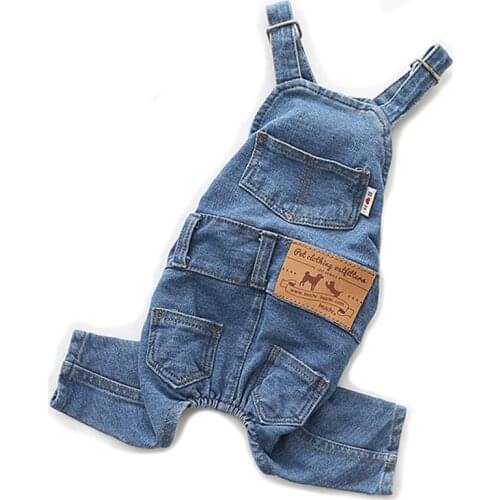 Elasticity Denim Jumpsuit for Small Dogs All Match Jeans Suit for French Bulldog Pug Cowboy Overalls Chihuahua Costumes S-XXL