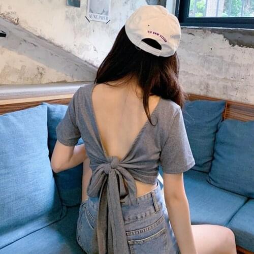 T-shirt Small Sexy Leaking Band Exposed To the Navel Short-Sleeved Shirt Gray L Size