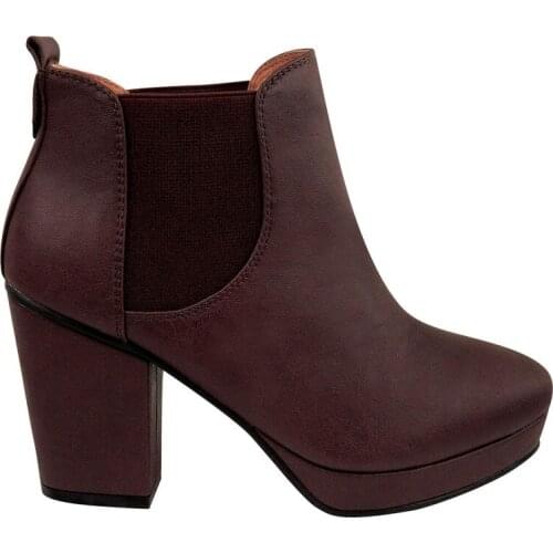 LOSLANDIFEN Winter Warm Brown Boot Ladies Ankle Short Boots Soft Leather Office Pumps Women Thick Heel High Shoes 788-1MA