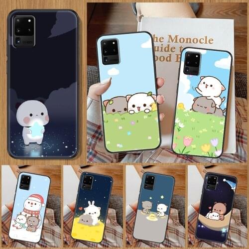 Cute Peach Cat Phone case For Samsung Galaxy Note 4 8 9 10 20 S8 S9 S10 S10E S20 Plus UITRA Ultra black painting cover fashion