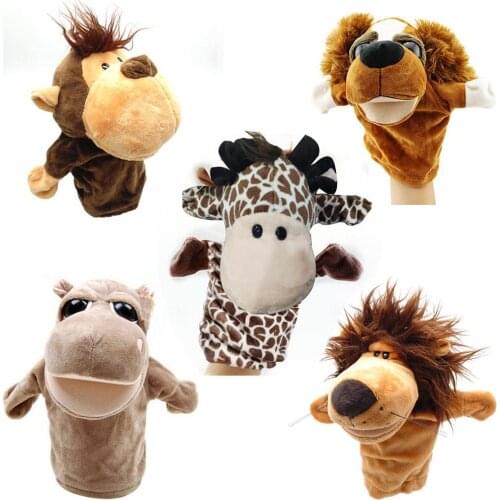 Cartoon Animals Monkey Dog Lion Stuffed Plush Hand Puppet Telling Story Xmas Kid Children Gift Performance props