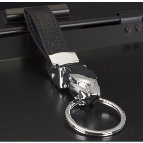 Men Leather Keychain Gifts Jaguar Car Key Chain Stainless Key ring Metal Keychains Men Jewelry