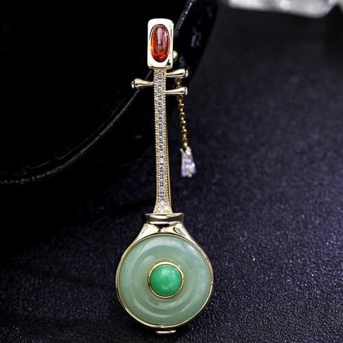 Musical instrument pipa brooches pins women fahsion wedding corsage jewelry gold-plating suit scarf birthday gifts
