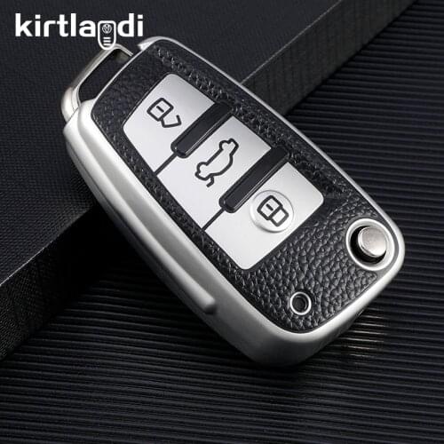 New TPU+leather Car Key Case for Audi A1 A3 A4 A5 Q7 A6 C5 C6 Car Holder Car Smart Remote Car Styling Interior Accessories